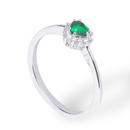 Anello Cuore - Smeraldo