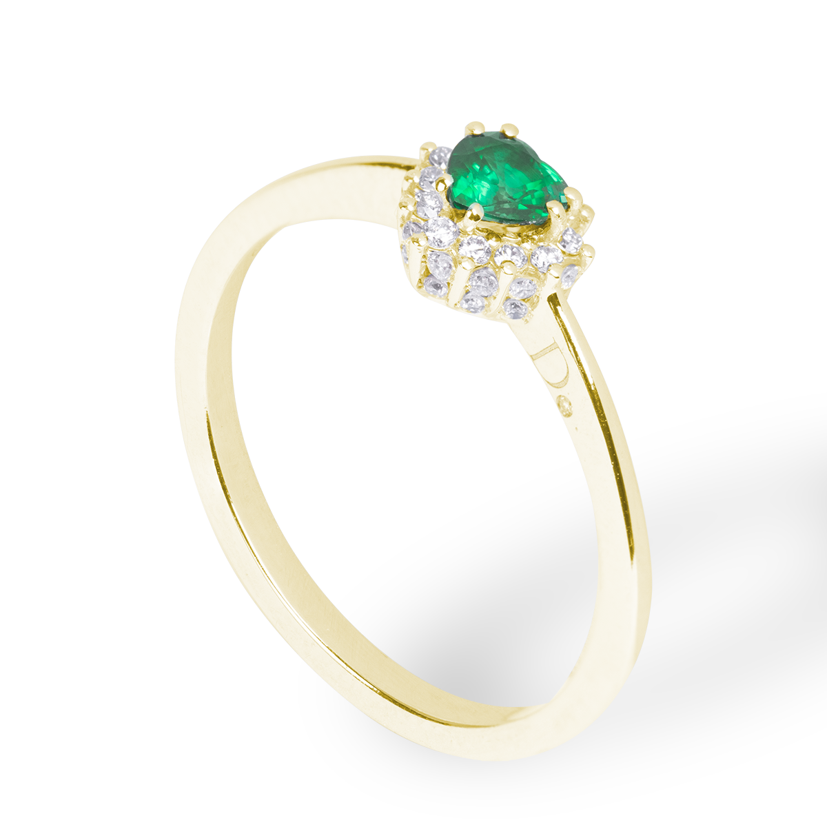 Anello Cuore - Smeraldo