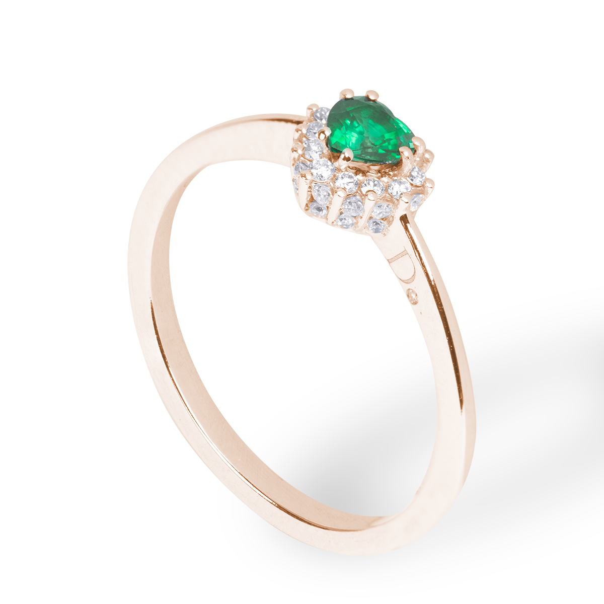 Anello Cuore - Smeraldo